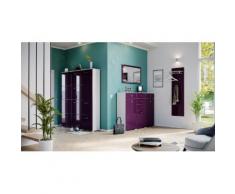 Garderobe Set 088 Kefalonia 4 tlg Schuhschrank 12 Klappen 68 Paar Weiss-Brombeer