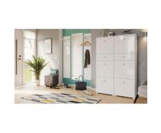 Garderobe Set 037 Comfort 4 tlg Schuhschrank 6 Klappen 24 Paar Weiss-Weiss Hgl