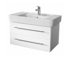 Badmöbel mit Keramag Renova Nr.1 Plan Waschbecken Nr.1 85 cm weiss hochglanz
