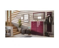Garderobe Set 044 Malton 3 tlg Spiegel 16 Paar Weiss-Brombeer
