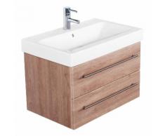 Badmöbel mit Geberit Icon Waschbecken 75 cm eiche hell seidenglanz
