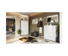 Garderobe Set 114 Emotion 5 tlg Schuhschrank 8 Klappen 48 Paar Weiss-Weiss Hgl