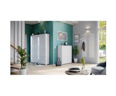 Garderobe Set 085 Sligo 5 tlg Schuhschrank 12 Klappen 64 Paar Weiss-Weiss Hgl