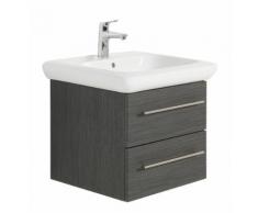 Badmöbel mit Geberit IT! Waschbecken 60 cm 2 Schubladen anthrazit gemasert
