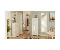Schuhschrank Set 053 Emotion 4 tlg Spiegel 5 Klappen 20 Paar Weiss-Weiss Hgl