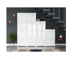 Schuhschrank Set 002 Chicago 4 tlg 13 Klappen 52 Paar Weiss-Weiss Hgl