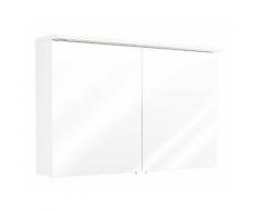 Spiegelschrank 100x64,4x16,6cm mit integrierter LED Lichtleiste weiß hochglanz