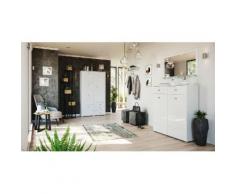 Garderobe Set 061 Lindos 4 tlg Schuhschrank 4 Klappen 42 Paar Weiss-Weiss Hgl