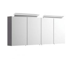 Spiegelschrank 160cm mit Acryl-Lampe und Glasböden Anthrazit seidenglanz