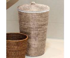 Decor Walther BASKET WB Wäschebehälter mit Leinensack rattan hell 0922091