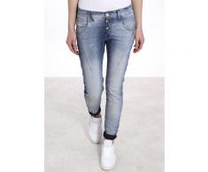GANG Slim-fit-Jeans New Georgina, mit halb verdeckter Knopfleiste blau Damen Röhrenjeans Jeans