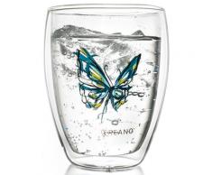 Creano Thermo-Glas, blau, doppelwandiges Tee-Glas, Latte Macchiato Glas, »Colourfly«, transparent, Neutral, transparent/blau