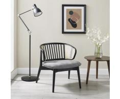 andas Armlehnstuhl Orwik, mit Rattan-Einsätzen in der Rückenlehne, Design by Morten Georgsen, Lounge chair grau Holzstühle Stühle Sitzbänke