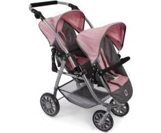 CHIC2000 Puppen-Zwillingsbuggy Tandem-Puppen-Buggy Vario, grau-rosa, mit schwenkbaren Vorderrädern grau Kinder Ab 3-5 Jahren Altersempfehlung