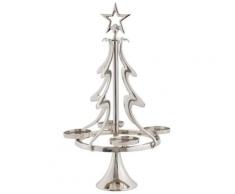 my home Adventsleuchter Jason, Kerzenhalter im besonderen Design, Tannenbaum aus Aluminium silberfarben Kerzen Laternen Wohnaccessoires