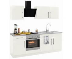 wiho Küchen Küchenzeile Cali, mit E-Geräten, Breite 220 cm Metallgriffen EEK D weiß Küchenzeilen Geräten -blöcke Küchenmöbel Arbeitsmöbel-Sets