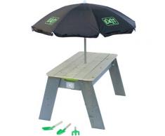 EXIT Garten-Kindersitzgruppe Spieltisch Aksent L DELUXE, BxL: 94x69 cm, inkl. Sonnenschirm und Gartenwerkzeuge natur, grau, grün Kinder Kinderstühle Kindermöbel