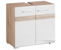trendteam Waschbeckenunterschrank Tone mit zweifarbiger Front, weiß, eichefarben San Remo hell/weiß Hochglanz