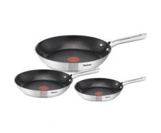 Tefal Pfannen-Set Duetto (Set 3-tlg), silberfarben, edelstahlfarben-schwarz