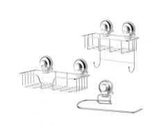 GSW Küchenhelfer-Set HOOKIE System 3-teilig, (3 tlg.), Befestigung mit intelligenten Saughaken silberfarben Küchenhelfer