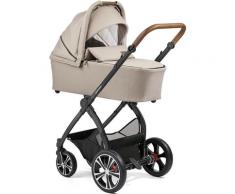 Gesslein Kombi-Kinderwagen FX4 Classic, schwarz/tabak mit Wanne CX3, beige meliert/Tupfen blau, Made in Germany; Kinderwagen; zum Teil aus recyceltem Material blau Baby Ab Geburt Altersempfehlung