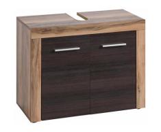 trendteam Waschbeckenunterschrank CANCUN mit Rahmenoptik, braun, satin nussbaumfarben/darkwood