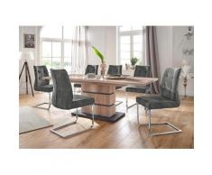 Homexperts Essgruppe Bonnie Breite 140 cm mit 4 Stühlen, beige, wildeichefarben/anthrazit