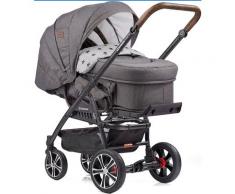 Gesslein Kombi-Kinderwagen F4 Air+, schwarz/tabak mit Tragetasche C2 Compact, grau meliert/Sterne grau, Handbremse; Made in Germany; Kinderwagen Baby Ab Geburt Altersempfehlung