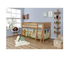 Ticaa Hochbett Eric, mit Rollrost und Textil-Set wahlweise Matratze, Buche beige Kinder Hochbetten Kinderbetten Betten