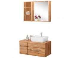 HELD MÖBEL Badmöbel-Set Davos, (3 St.), mit 2 Touch-LED-Einbauleuchten braun Waschtische Badmöbel