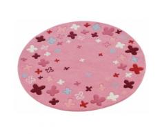 Kinderteppich Bloom Field Esprit rund Höhe 10 mm handgetuftet, rosa, Neutral, pink