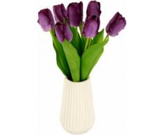 I.GE.A. Kunstblume Real-Touch-Tulpen, Vase aus Keramik lila Künstliche Zimmerpflanzen Kunstpflanzen Wohnaccessoires