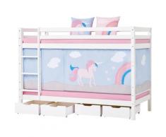 Hoppekids Etagenbett Einhorn, inkl. Vorhang-Set, Matratzen und Rollroste weiß Kinder Kinderbetten Kindermöbel