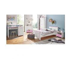 Parisot Jugendzimmer-Set (5-tlg) Biotiful mit 3-trg Kleiderschrank, weiß, weiß/rosa
