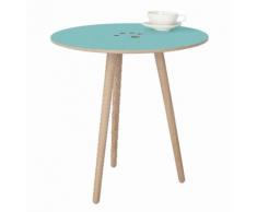 andas Beistelltisch »Handy«, mit praktischen Grifflöchern, white oak, blau, Laminat turquoise