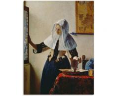 Artland Wandbild Junge Frau mit Wasserkrug am Fenster blau Bilder Bilderrahmen Wohnaccessoires