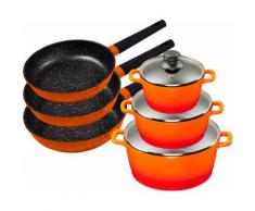KING Topf-Set Shine Orange (Set, 9-tlg., 3 Pfannen, Töpfe, Deckel) orange Topfsets Töpfe Haushaltswaren Topf