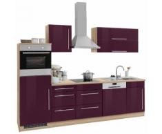 HELD MÖBEL Küchenzeile Samos, mit E-Geräten, Breite 280 cm EEK C lila Küchenzeilen Geräten -blöcke Küchenmöbel Arbeitsmöbel-Sets