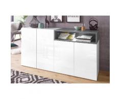 Tecnos Sideboard Negroni, weiß, weiß,Zement-Optik