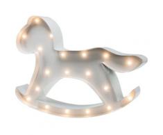 LED Dekolicht MARQUEE LIGHTS "Schaukelpferd" Lampen weiß Dekoleuchten Wand-Tischlampe Hobbyhorse 19 festverbauten LEDs - 31x22 cm