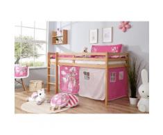 Ticaa Hochbett Rene, mit Rollrost und Textil-Set wahlweise Matratze, Buche beige Kinder Hochbetten Kinderbetten Betten