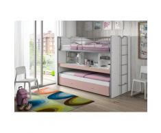 Vipack Hochbett Bonn, mit Schreibtisch und 3 Schlafgelegenheiten rosa Kinder Hochbetten Kinderbetten Betten
