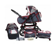 bergsteiger Kombi-Kinderwagen "Rio grey & red stripes 3in1" (10-tlg), grau, Unisex, grau-rot-blau
