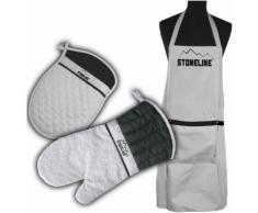 STONELINE Kochschürze (Set 3-tlg), grau, Neutral, grau-schwarz