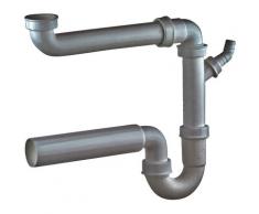 Kirchhoff Siphon ECO Save, (Set), Abfluss für Spüle Küche aus recyceltem Kunststoff, Ablaufgarnitur mit Anschluss Waschmaschine oder Geschirrspüler grau Zubehör Badarmaturen Bad Sanitär