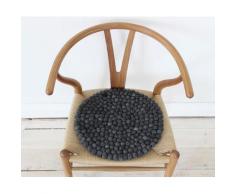 Wooldot Sitzkissen Uni Color, rund, Filzkugel-Teppich, reine Wolle, auch als Set bestellbar grau Stuhlkissen Kissen