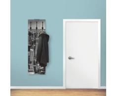 Artland Garderobenpaneel Luftbild von Manhattan New York City USA, platzsparende Wandgarderobe aus Holz mit 4 Haken, geeignet für kleinen, schmalen Flur, Flurgarderobe schwarz Garderobenpaneele Garderoben