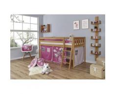Ticaa Hochbett Eric, mit Rollrost und Textil-Set wahlweise Matratze, Buche beige Kinder Hochbetten Kinderbetten Betten