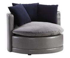 ATLANTIC home collection XXL-Sessel, runder Big Sessel, Sitz, Rücken und Zierkissen Samt, extra weich kuschelig, Füllung mit Federn grau XXL-Sessel Sessel Hocker Möbel sofort lieferbar