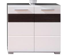 trendteam Waschbeckenunterschrank Mezzo mit Struktur-Front, braun, weiß Hochglanz - schokobraun/weiß matt